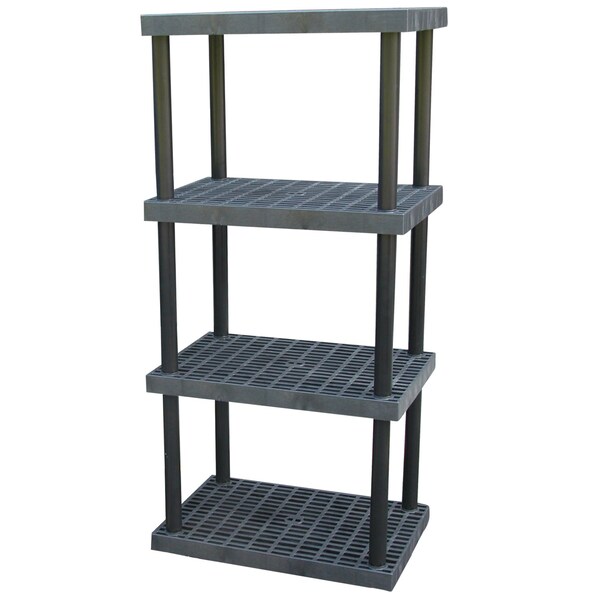 Plastic Bulk Shelf/Storage, 36x24, 4 Shelf, 4 Shelves, Black